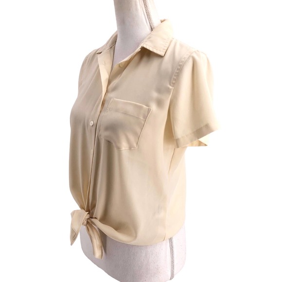 J. Crew Mercantile Womens Size XS Tie Front Button-Up Preppy Shirt Collared - Picture 5 of 7